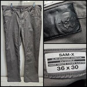 BUFFALO David Bitton 36x30 SAM-X Slim Straight Stretch Grey Jeans